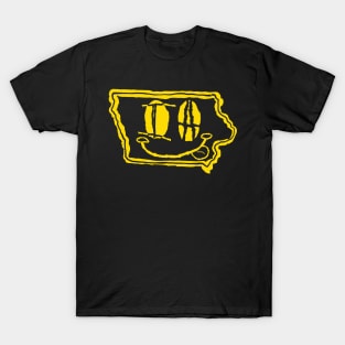 IA Eyes Iowa Grunge Smiling Face Yellow T-Shirt